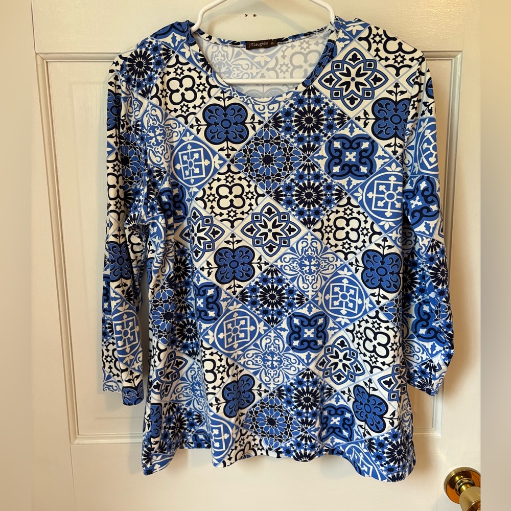 J.McLaughlin Signature Tee Catalina Cloth 3/4 Sleeve Top, Size Extra Large (XL)